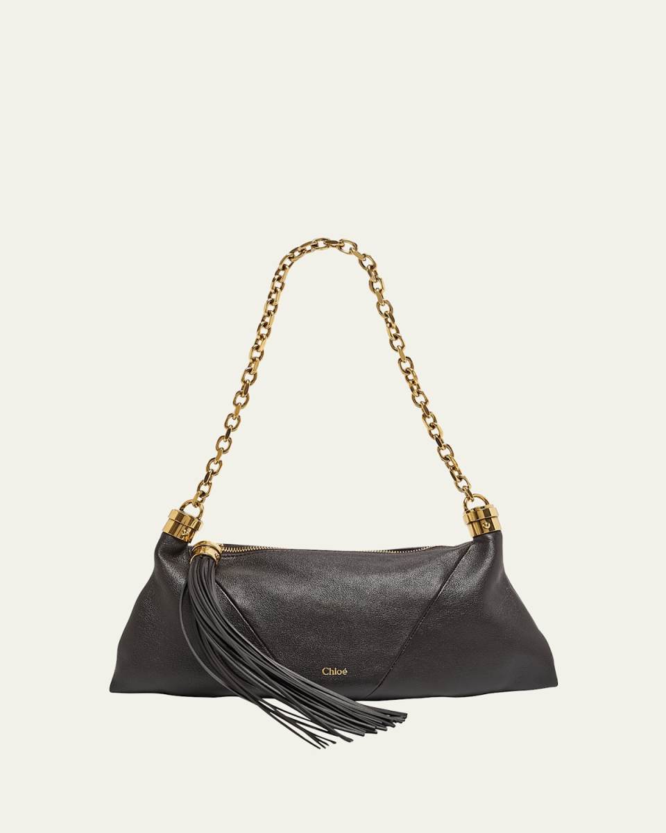 Small Foulard Tassel Shoulder Bag in Buffalo Leather